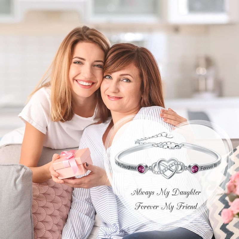 AOBOCO 925 Sterling Silver Adjustable Infinity Heart Bangle Bracelet for Sister Best Friend Daughter Mom Grandma Granddaughter Daughter in Law Godmother Goddaughter Stepmom Stepdaughter - Image 5
